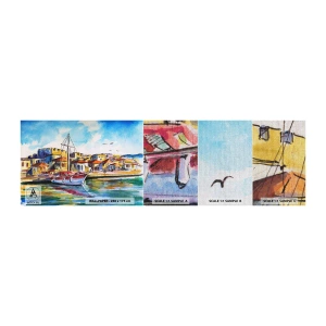 Prøve Fototapet Premium Canvas - Regnbue eftermiddag - Havn, Yacht, Ved havet - 100x30 cm