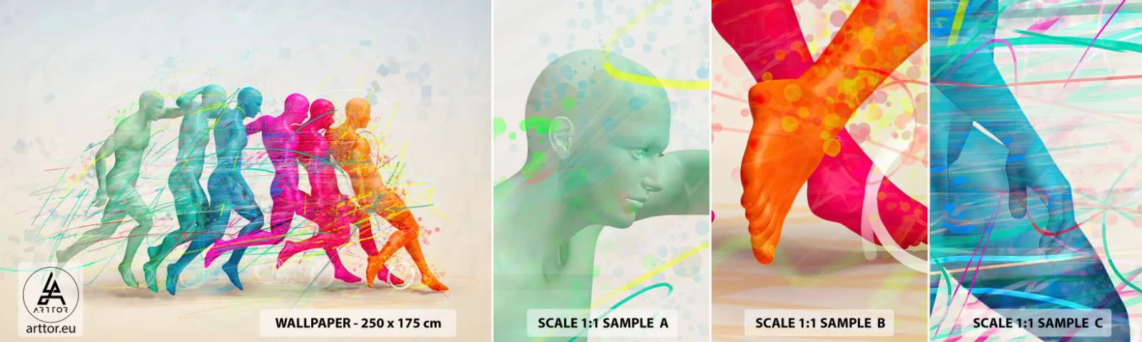 Fototapet Prøve Standard Eco - Harmoni i bevægelse - Abstraktion, Mand, Sport - 100x30 cm