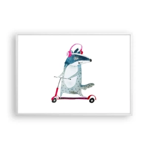 Plakat i hvid ramme - Grævlingens glæder - 100x70 cm