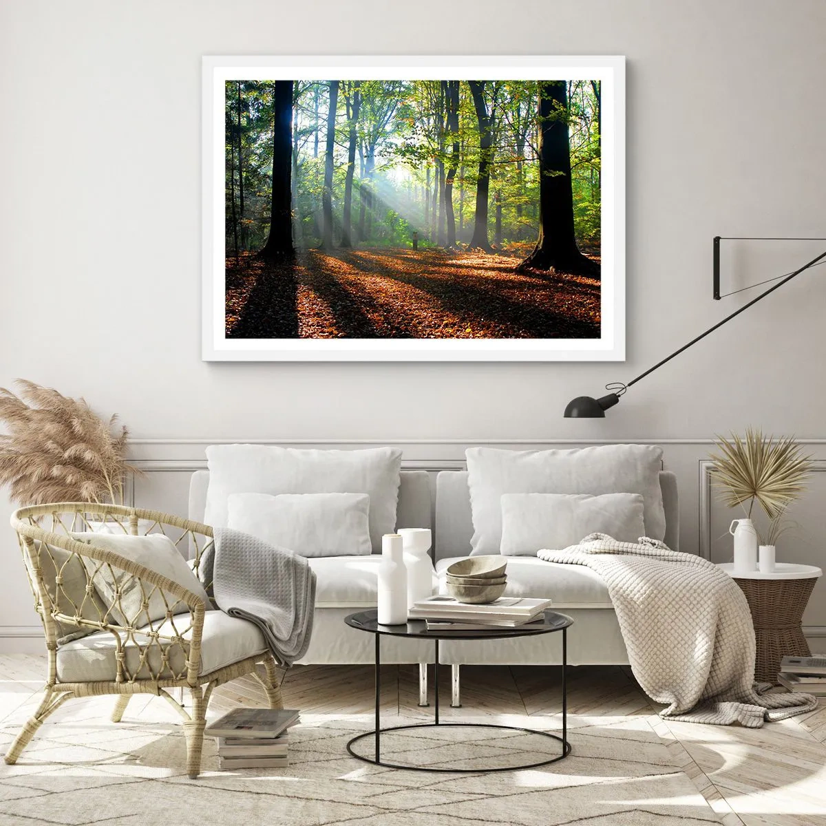 Plakat i hvid ramme - Lys og skygger - 91x61 cm