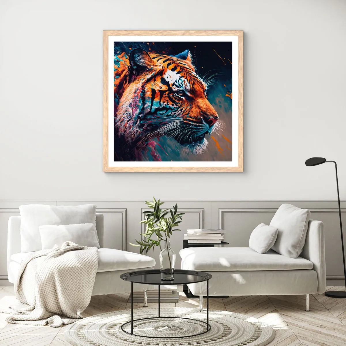 Plakat i ramme af lyst egetræ - Vild skønhed - 40x40 cm