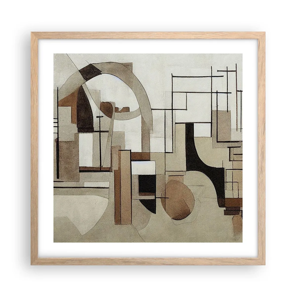 Plakat i ramme af lyst egetræ - Bybillede 2.0 - 50x50 cm