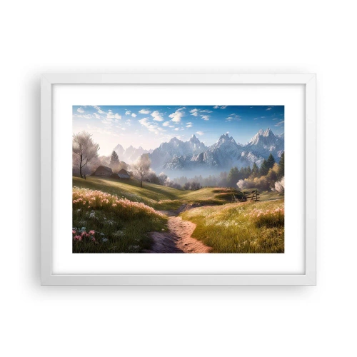 Plakat i hvid ramme - Idyllisk dal - 40x30 cm