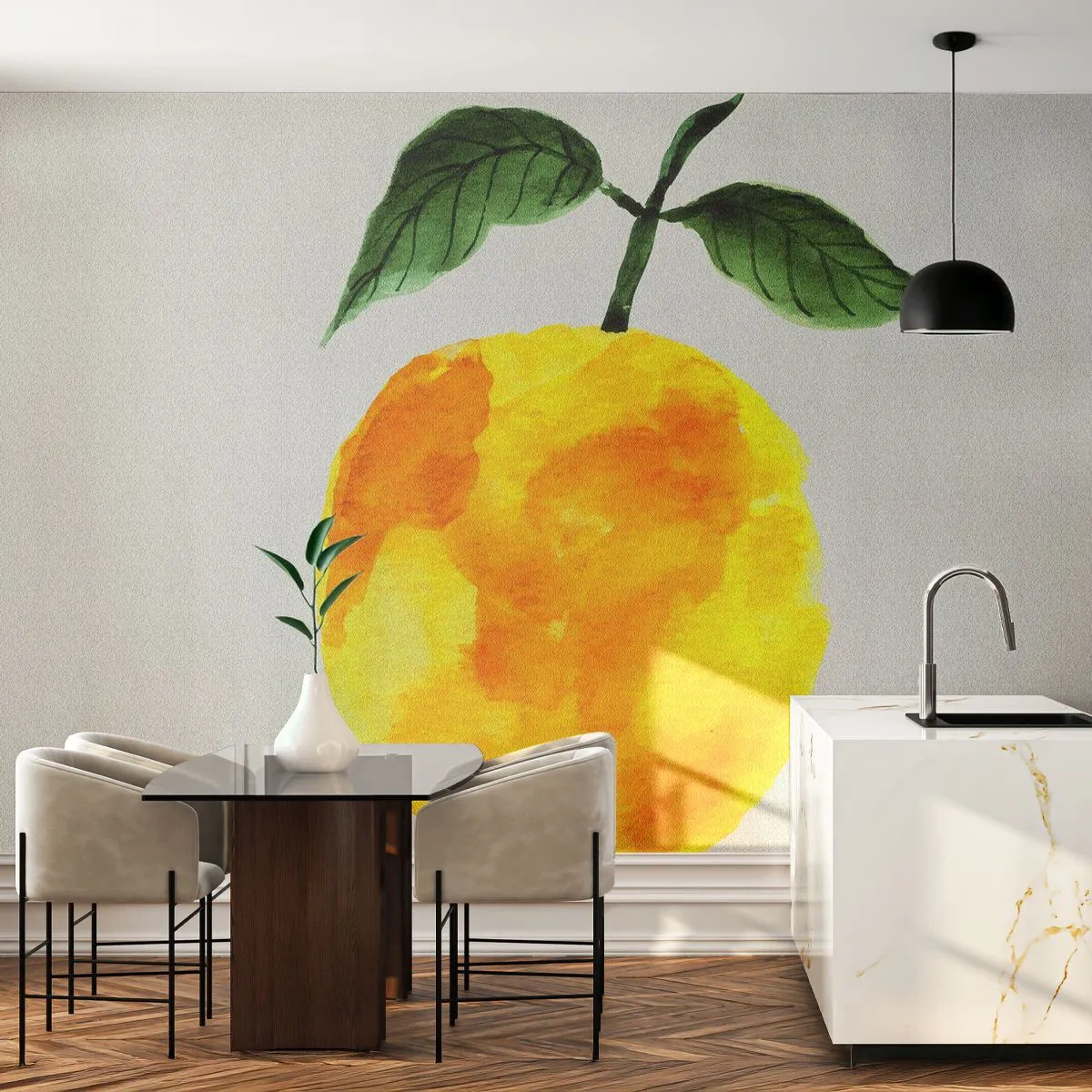 Fototapet Selvklæbende Deluxe Sticker - Hvordan man kender smagen af solen - Citron, Køkken, Frugt - 250x175 cm