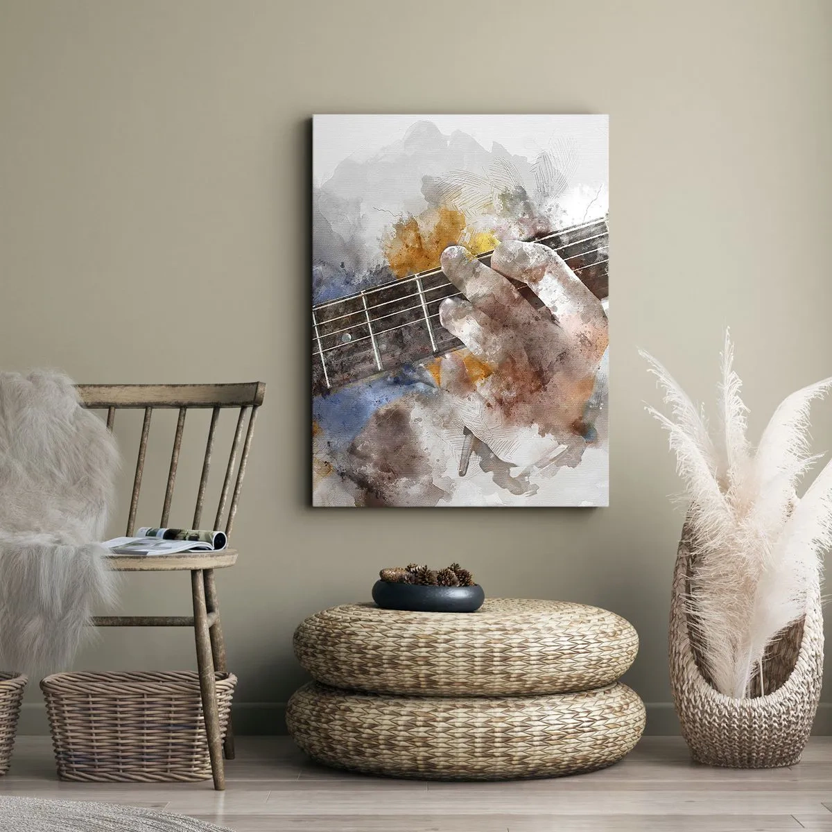 Lærredstryk - Billede på lærred - Poesi mellem strengene - 70x100 cm