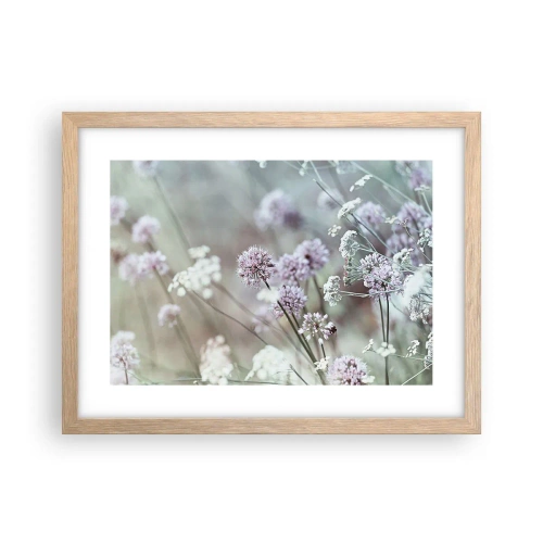 Plakat i ramme af lyst egetræ - Søde filigranurter - 40x30 cm