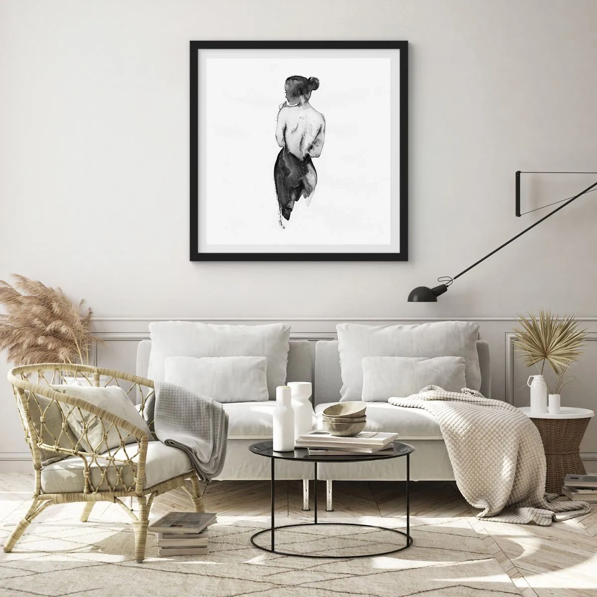 Plakat i sort ramme - Med hende forsvinder verden - 40x40 cm