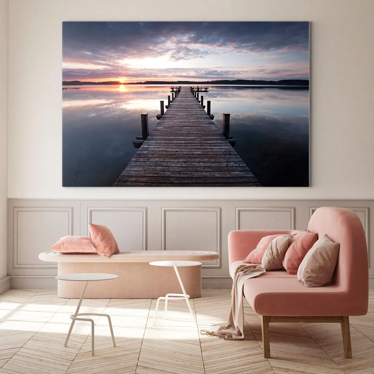 Billede på glas - Den tavse grænse mellem dag og nat - 100x70 cm