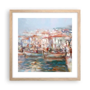 Plakat i ramme af lyst egetræ - Pastelfarvede helligdage - 40x40 cm