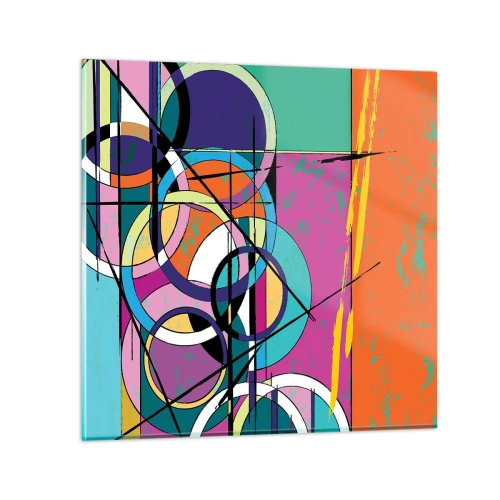 Billede på glas - Hjul for hjul - 70x70 cm