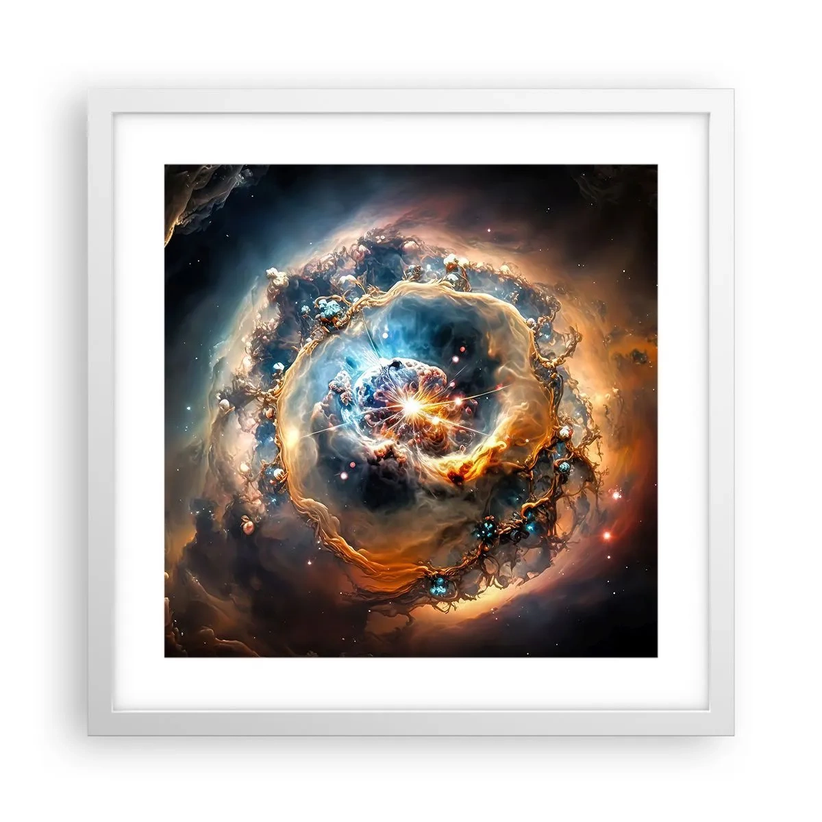 Plakat i hvid ramme - Begyndelse - 40x40 cm