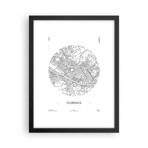 Plakat i sort ramme - Anatomi af Firenze - 30x40 cm