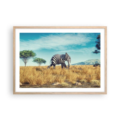 Plakat i ramme af lyst egetræ - Grå er ikke længere på mode - 70x50 cm