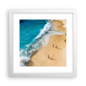 Plakat i hvid ramme - Og så solen, stranden... - 30x30 cm