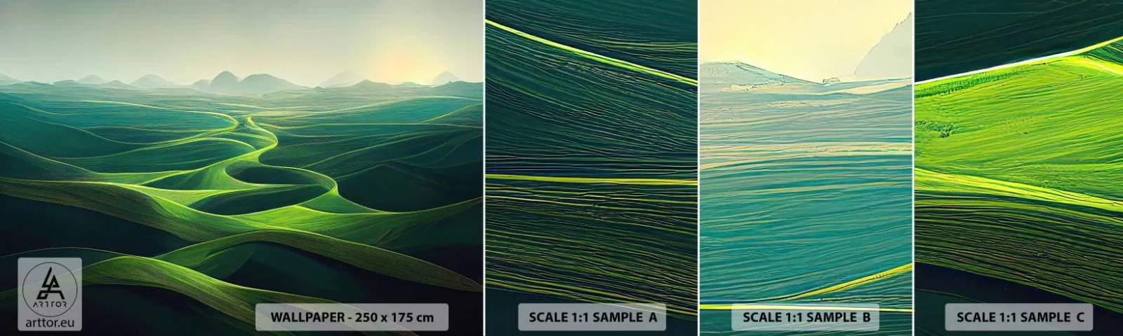 Fototapet Prøve Standard Eco - I grønne dale - Landskab, Eng, Dale - 100x30 cm