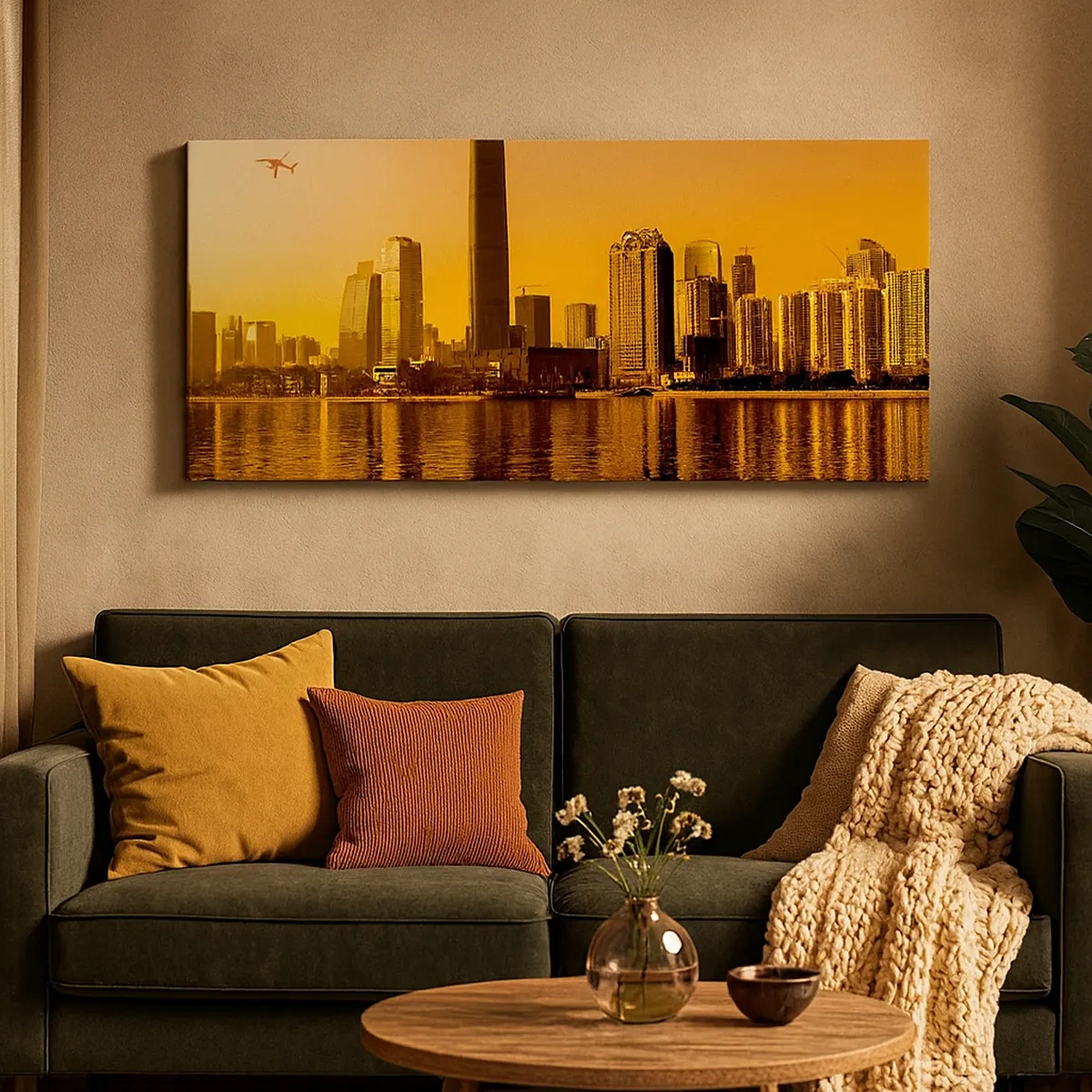 Lærredstryk - Billede på lærred - Gylden by - 30x30 cm