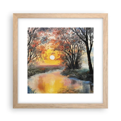 Plakat i ramme af lyst egetræ - Efterårs atmosfære - 30x30 cm