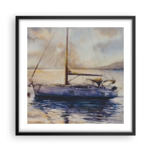 Plakat i sort ramme - Aften i bugten - 50x50 cm