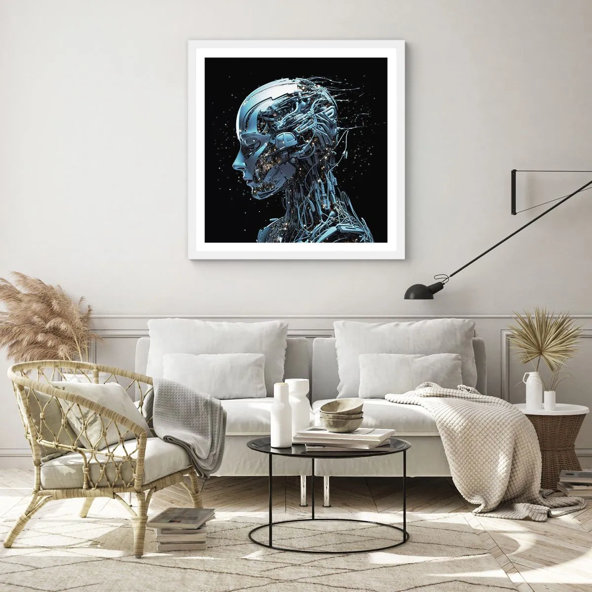 Plakat i hvid ramme - Teknologi er en kvinde - 40x40 cm