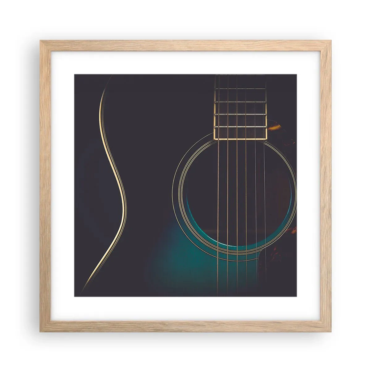 Plakat i ramme af lyst egetræ - Et øjeblik før det lyder - 40x40 cm