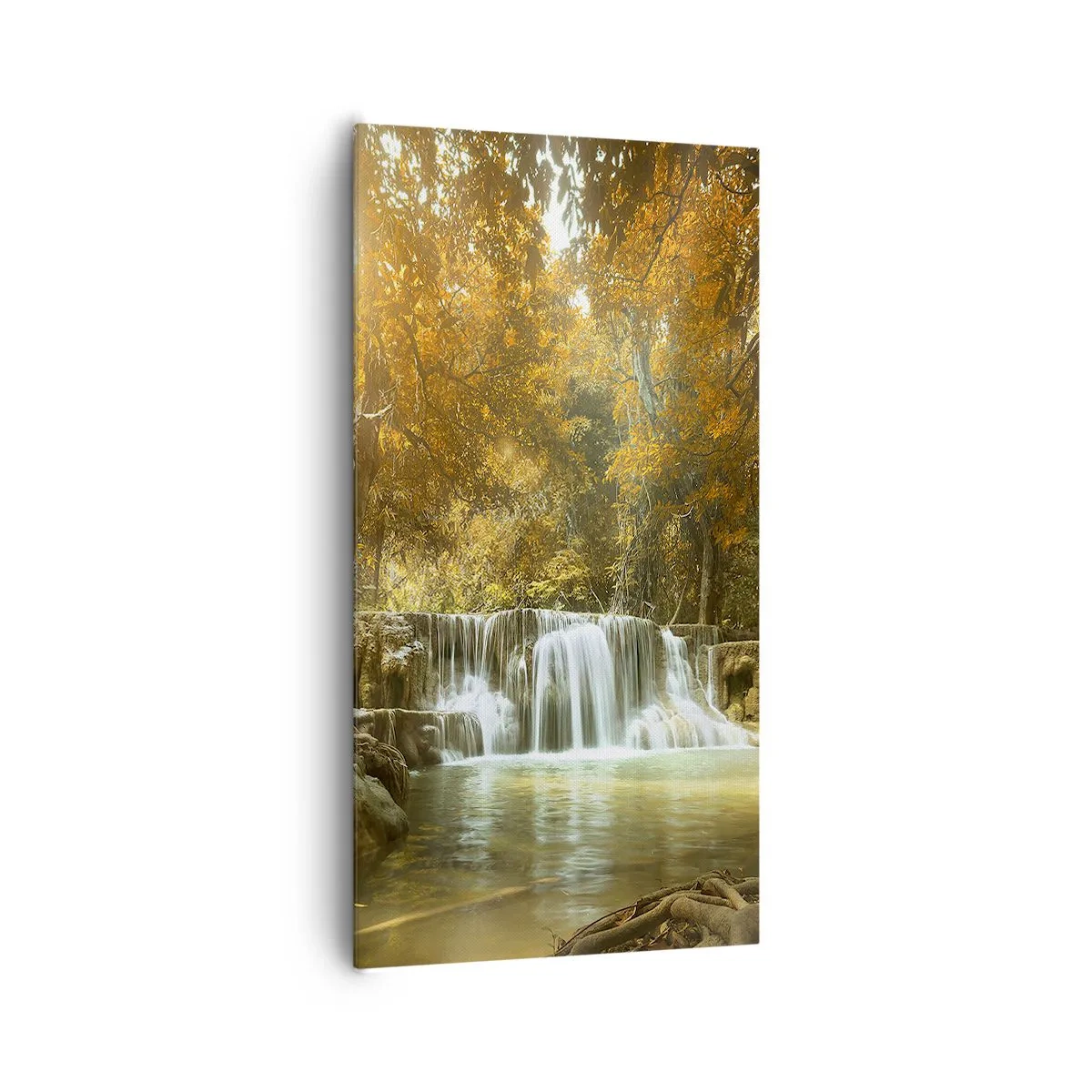Lærredstryk - Billede på lærred - Kaskade i parken - 65x120 cm