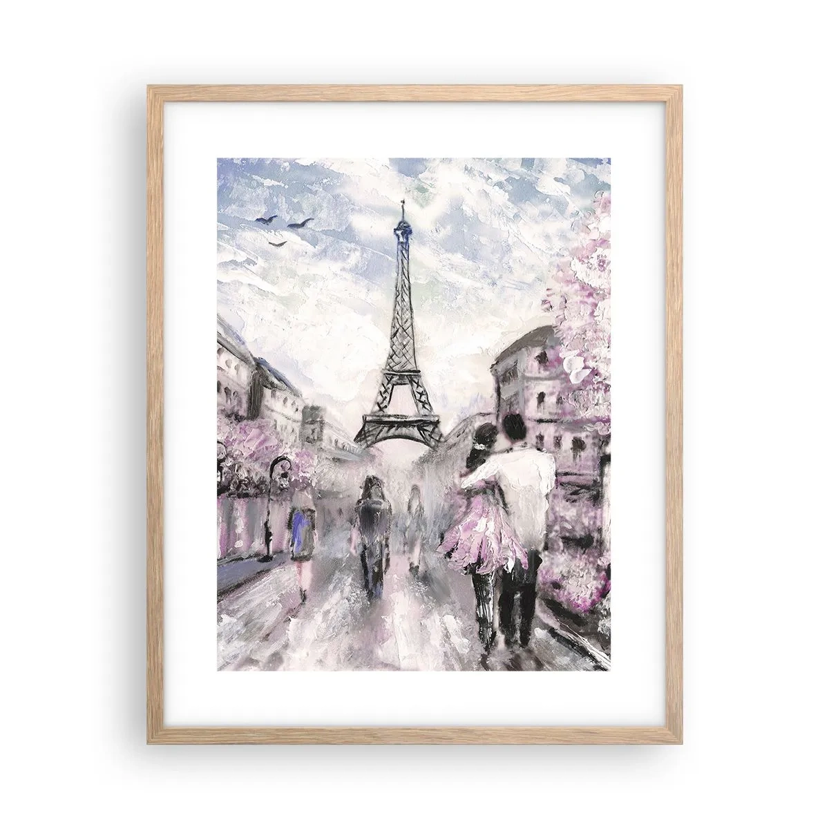 Plakat i ramme af lyst egetræ - Hvis du bliver forelsket, er det kun i... - 40x50 cm