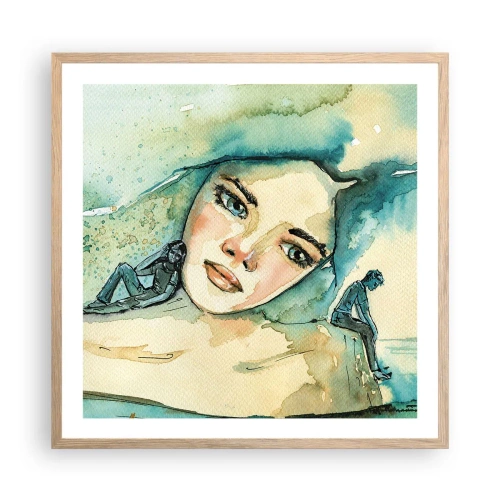 Plakat i ramme af lyst egetræ - Am I blue? - 60x60 cm