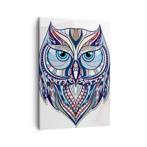 Lærredstryk - Billede på lærred - Kunstnerisk ornamental ugle - 50x70 cm