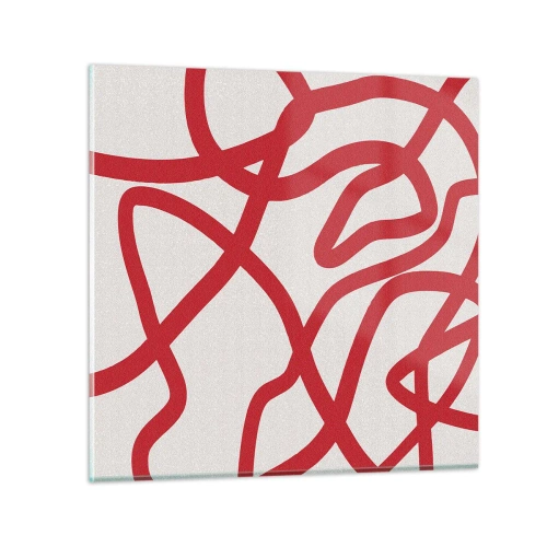 Billede på glas - Rød på hvid - 30x30 cm