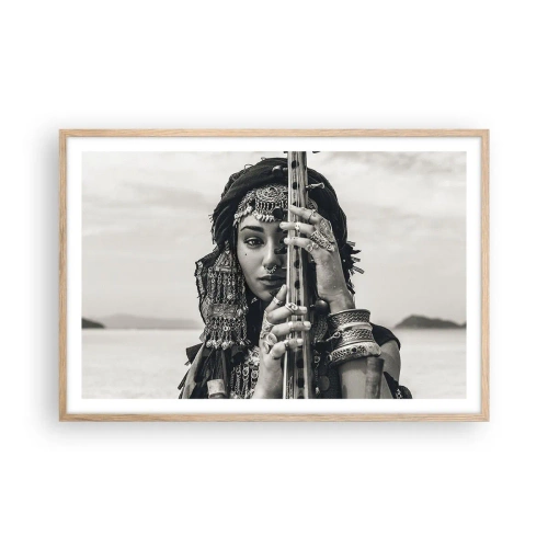 Plakat i ramme af lyst egetræ - Selve den orientalske musik - 91x61 cm