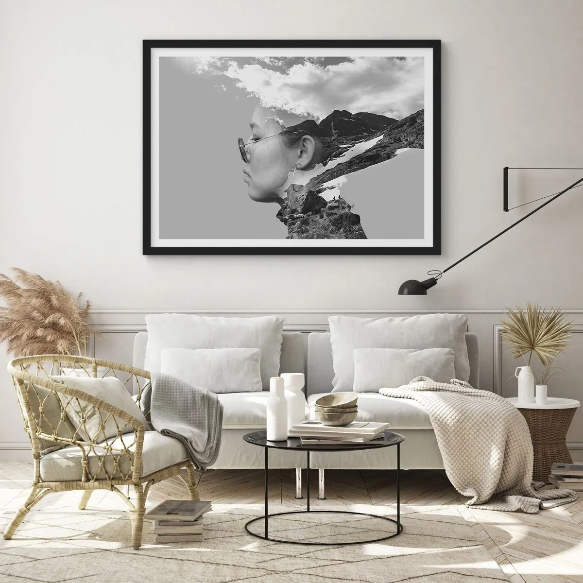 Plakat i sort ramme - Portræt af toppen og skyen - 50x40 cm