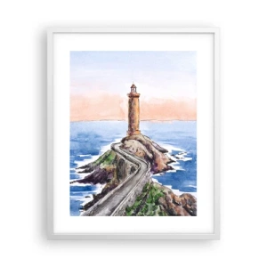 Plakat i hvid ramme - Med front mod havet - 40x50 cm