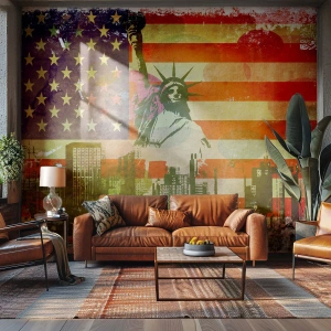 Fototapet Premium Sand - Viva America! - New York, USA, Frihedsgudinden - 450x315 cm