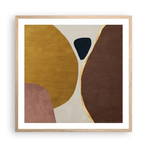 Plakat i ramme af lyst egetræ - Abstraktion - et sted i rummet - 60x60 cm