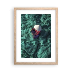 Plakat i ramme af lyst egetræ - I et hav af lys - 30x40 cm