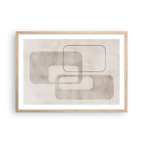 Plakat i ramme af lyst egetræ - Geometrisk fuga - 70x50 cm