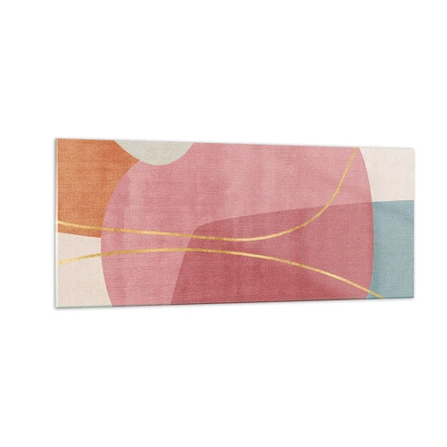 Billede på glas - Pastelkomposition med guldtråd - 100x40 cm