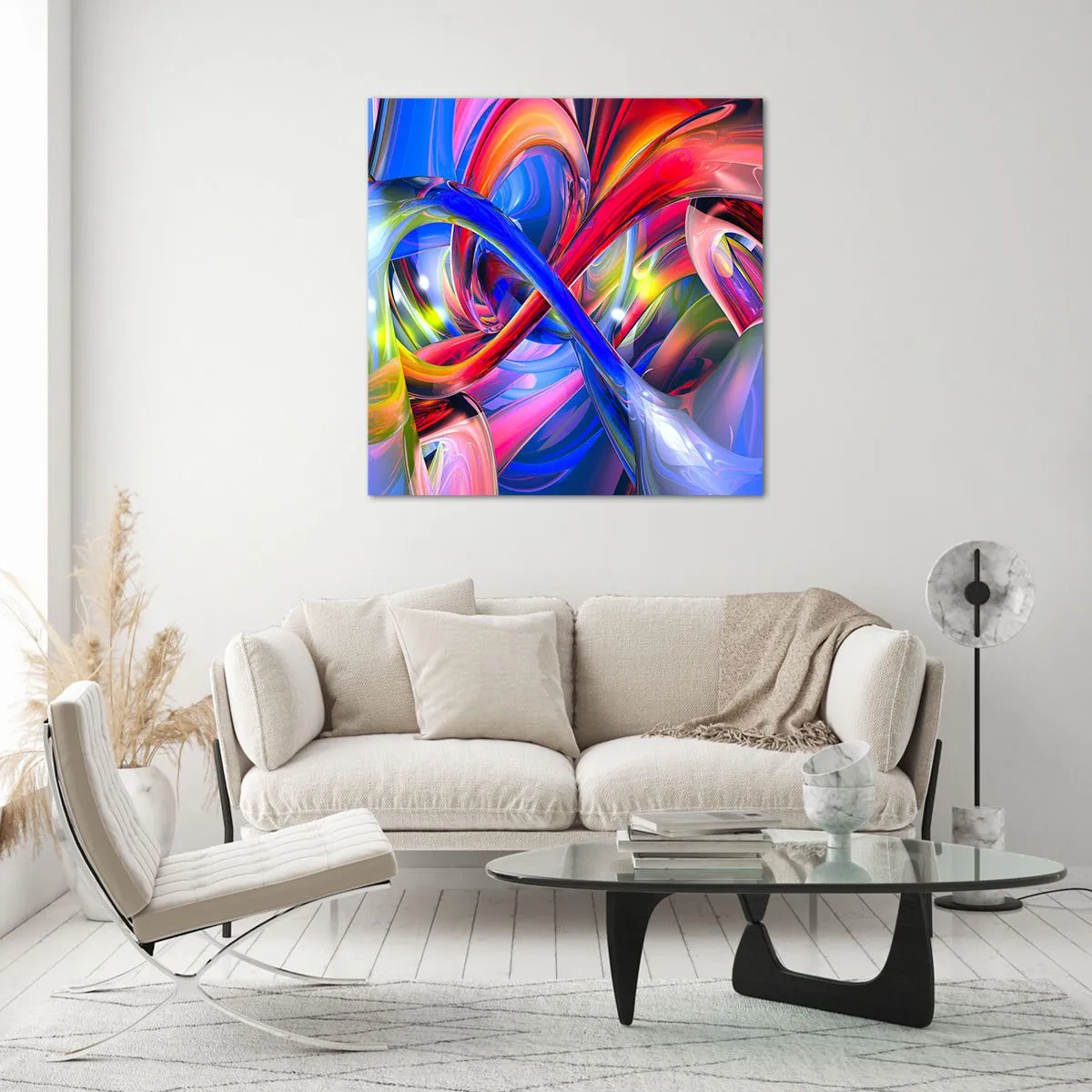 Billede på glas - En dans af farver - 50x50 cm