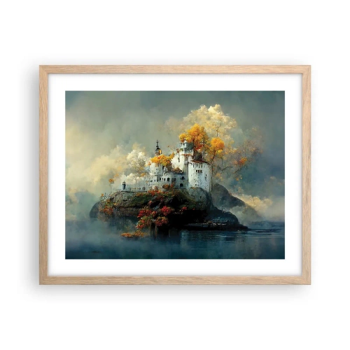 Plakat i ramme af lyst egetræ - Begyndelsen på en romantisk historie - 50x40 cm