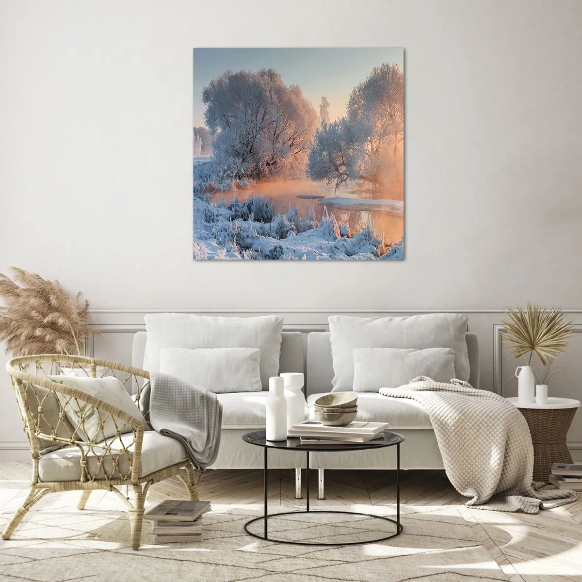 Billede på glas - Alt lyser i solskinnende krystal - 60x60 cm