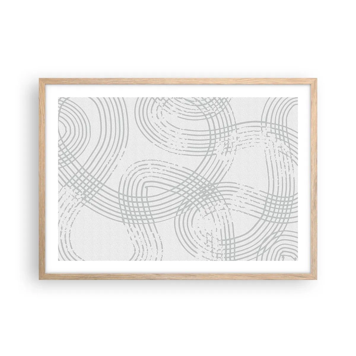 Plakat i ramme af lyst egetræ - Der er ingen lige vej - 70x50 cm