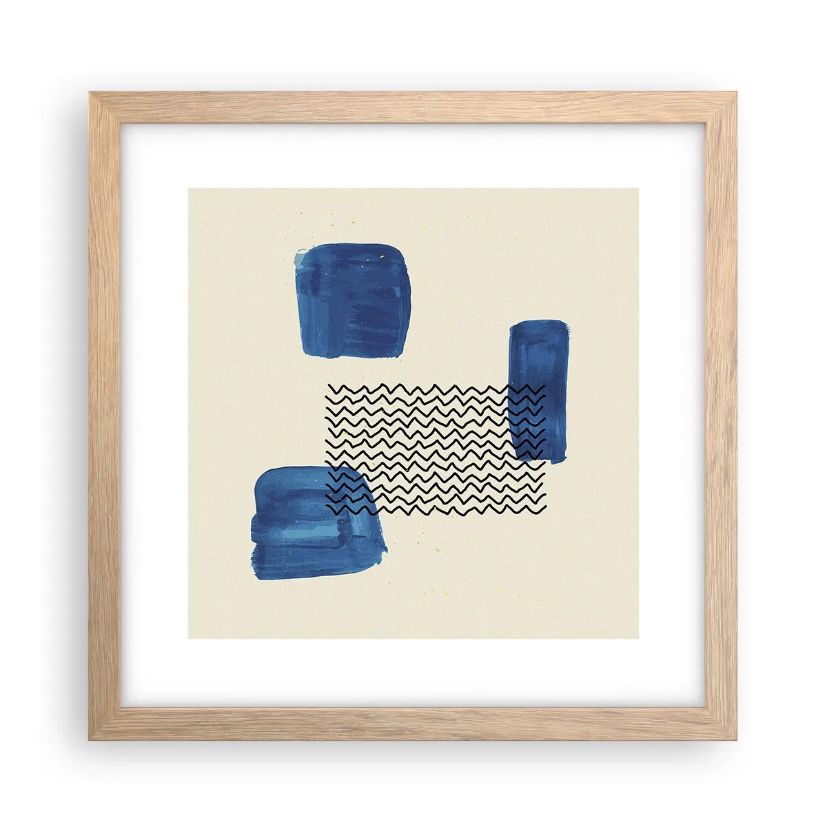 Plakat i ramme af lyst egetræ - Abstrakt kvartet - 30x30 cm