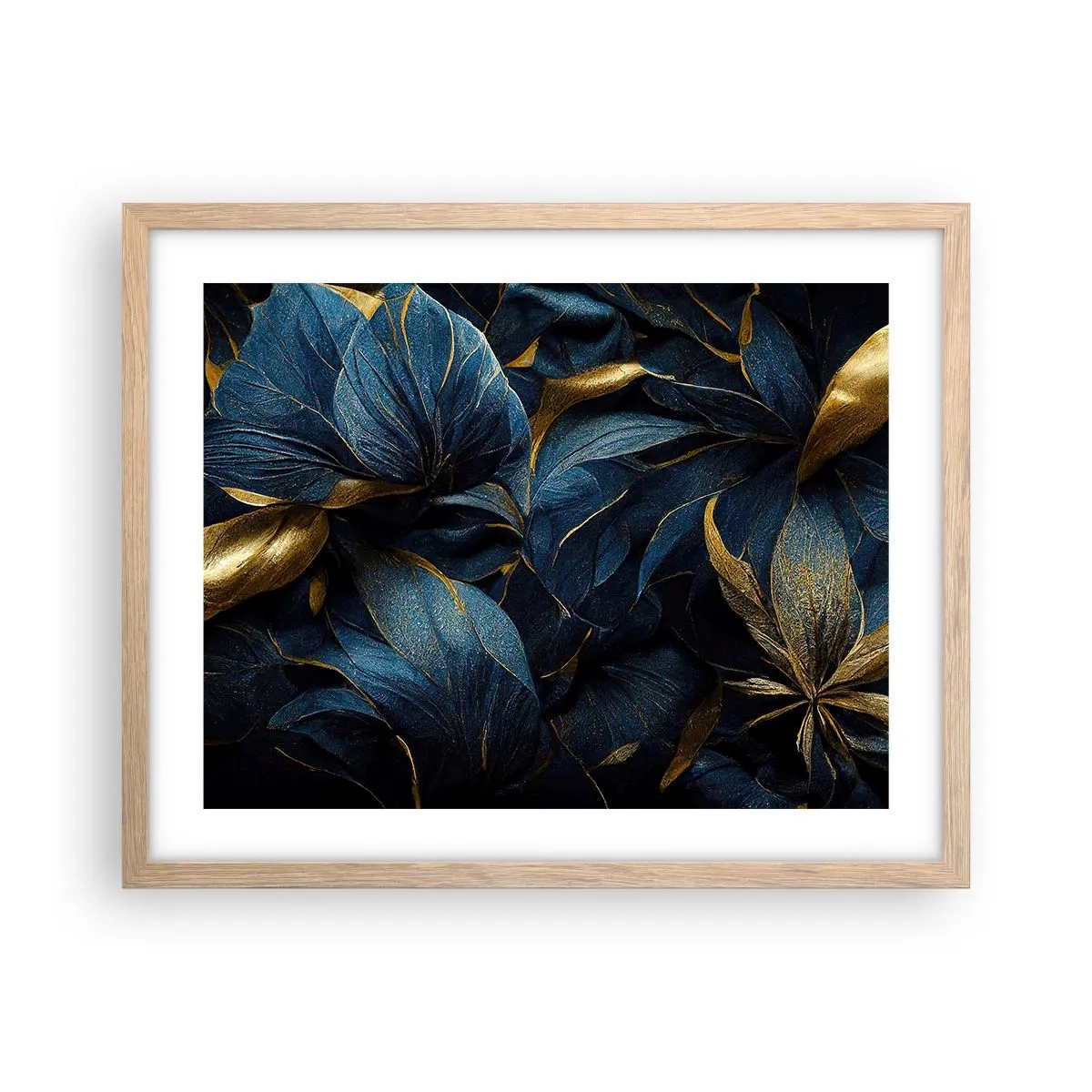 Plakat i ramme af lyst egetræ - Foret med guld - 50x40 cm