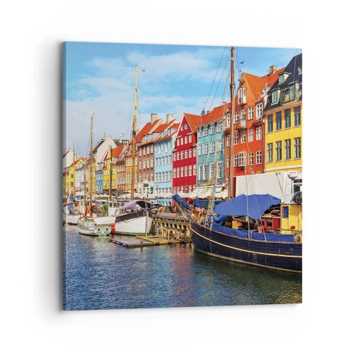 Lærredstryk - Billede på lærred - Glædelig kaj - 70x70 cm