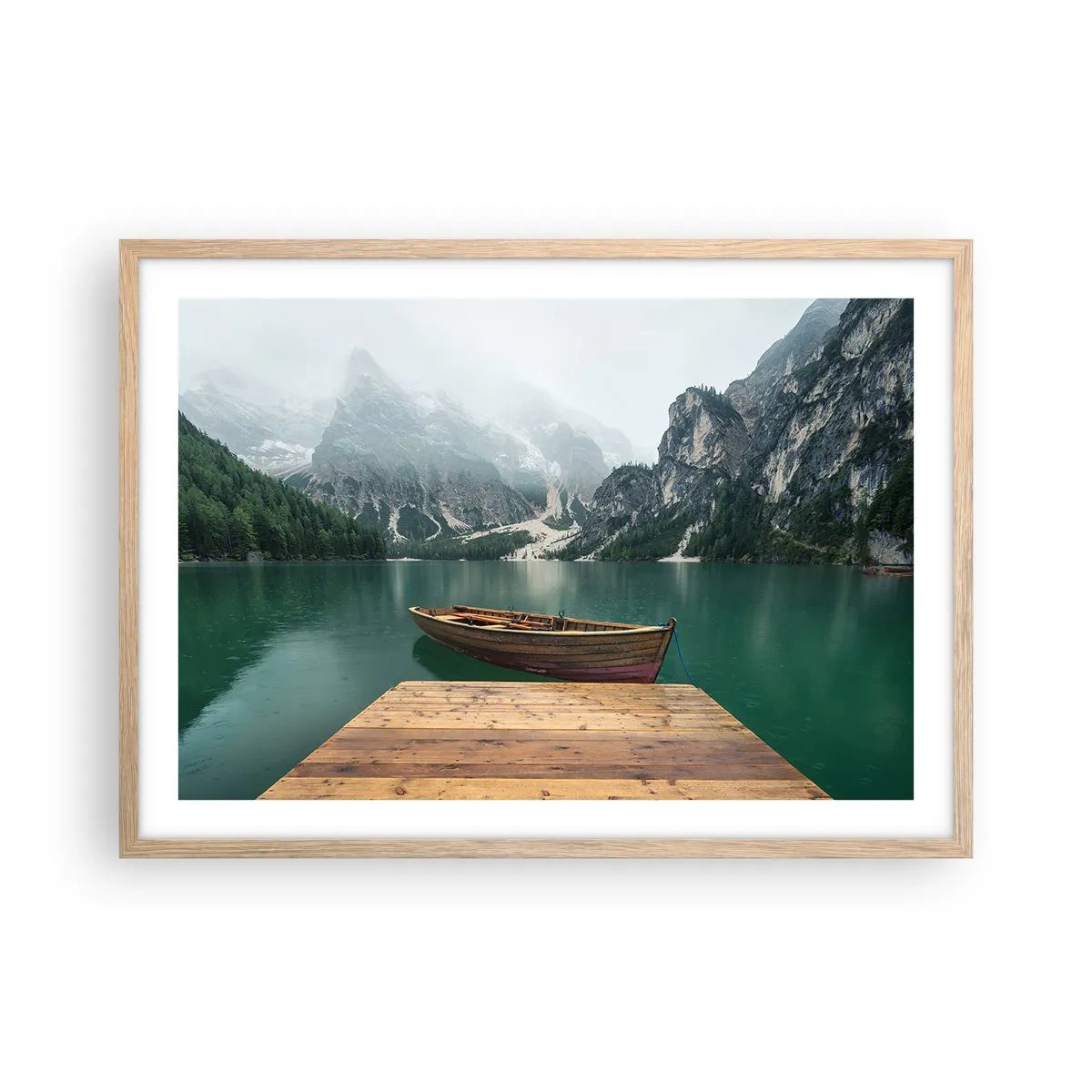 Plakat i ramme af lyst egetræ - "Og stolte pander" - 70x50 cm