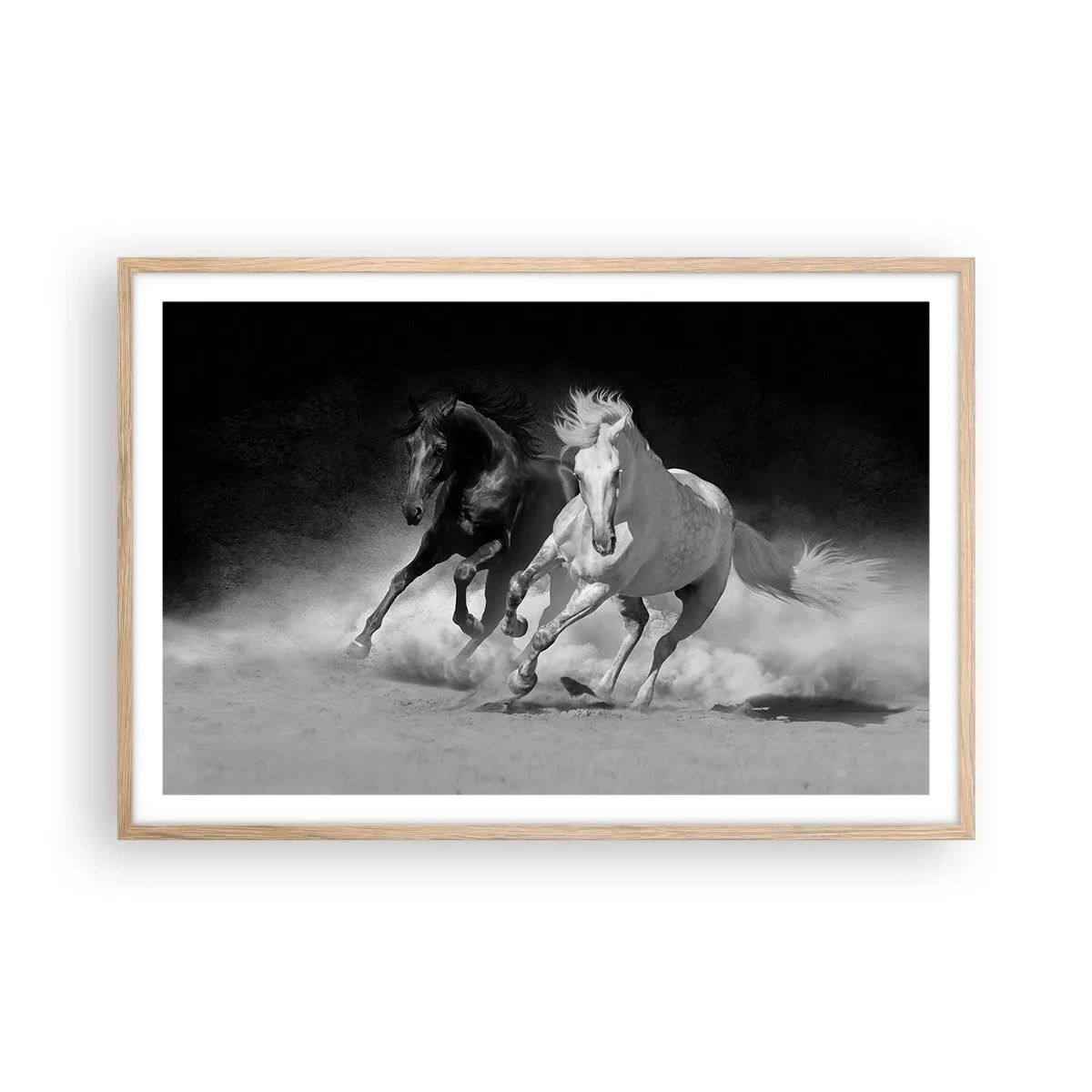 Plakat i ramme af lyst egetræ - Frihedens galop - 91x61 cm