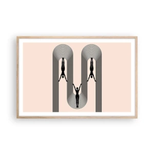 Plakat i ramme af lyst egetræ - På hovedet nedad - 91x61 cm