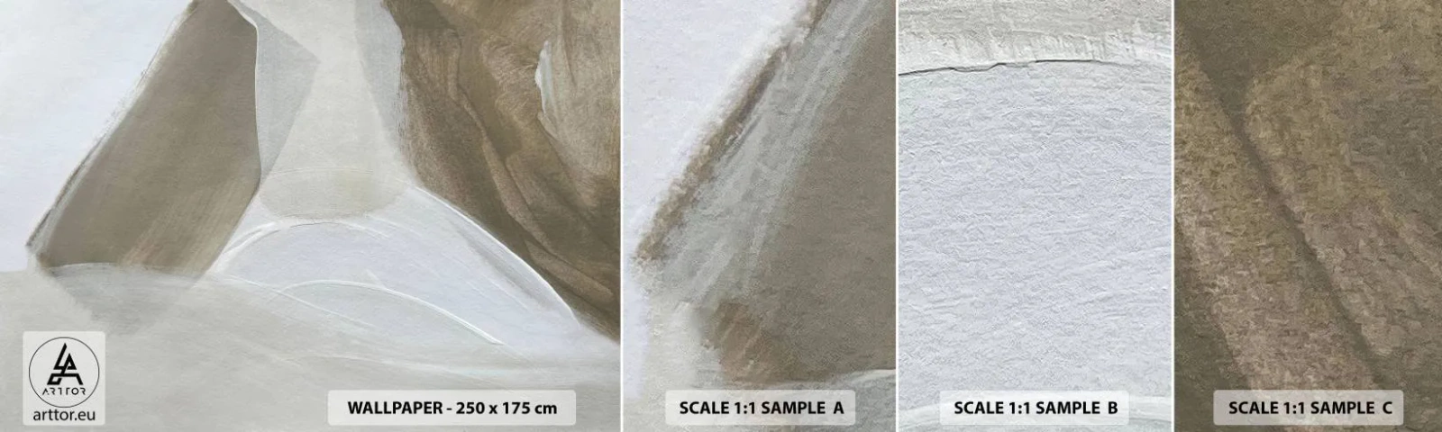 Prøve Fototapet Selvklæbende Deluxe Sticker - Bølge af hvidt - Lyse, Stykke, Minimalistisk - 100x30 cm