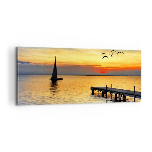 Lærredstryk - Billede på lærred - Returnering om aftenen - 100x40 cm