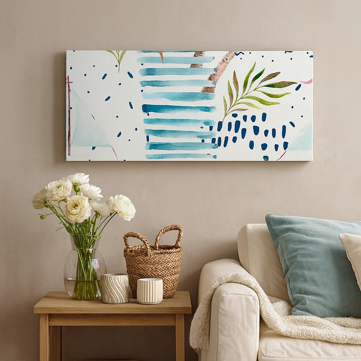 Lærredstryk - Billede på lærred - Ferie under palmerne - 30x30 cm